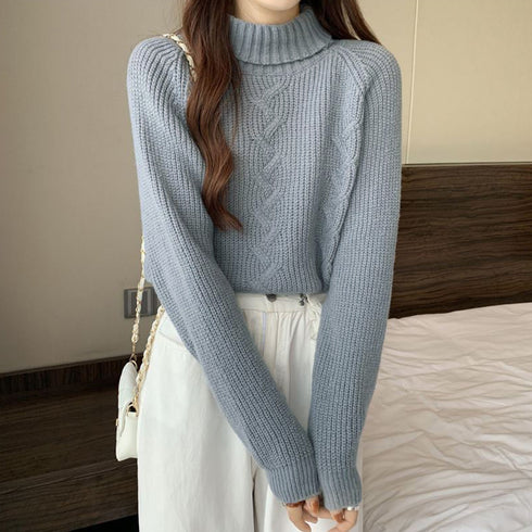 ケーブル編みタートルネックニットトップス レディース おしゃれ ニットプルオーバー 通勤通学 ニットセーター カジュアル ニットウエア 韓国ファッションニットソー 85YN-900430