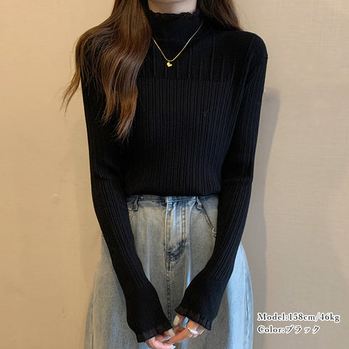 ニットトップス レディースプチハイネック ニットウェア 韓国風 ハイネック ニットセーター 着回し 大人可愛い ニットプルオーバー 普段着ニットソー きれいめ 85YN-900442