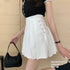 Aライン プリーツスカート レースアップ インナーパンツ付き ミニスカート チラ見せ防止 ハイウェスト スクールスカート 韓国風 ショート丈スカート カジュアル 85YN-900454