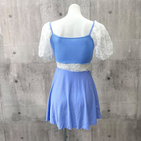 ワンピース水着 ドローストリング 韓国風 スイムウエア ハイウエスト カットアウト 体型カバー水着 袖レース切り替え 露出控えめ水着 ショートパンツ付きワンピ水着 85YN-900459