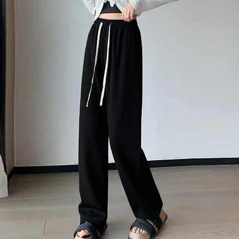 セミワイドパンツ レディースウエストゴム カジュアル ロングパンツ ハイウエスト イージーパンツ 体型カバー リラックスパンツ ゆったり 韓国風ボトムス きれいめ 85YN-900464