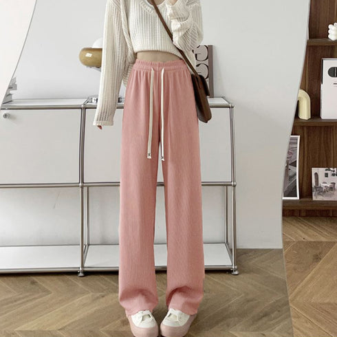 セミワイドパンツ レディースウエストゴム カジュアル ロングパンツ ハイウエスト イージーパンツ 体型カバー リラックスパンツ ゆったり 韓国風ボトムス きれいめ 85YN-900464