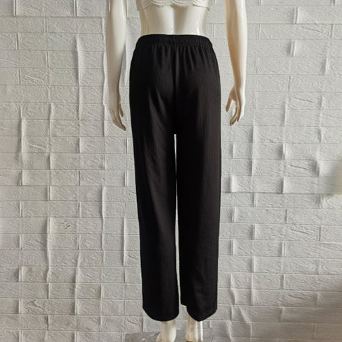 セミワイドパンツ レディースウエストゴム カジュアル ロングパンツ ハイウエスト イージーパンツ 体型カバー リラックスパンツ ゆったり 韓国風ボトムス きれいめ 85YN-900464