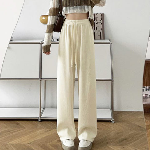 セミワイドパンツ レディースウエストゴム カジュアル ロングパンツ ハイウエスト イージーパンツ 体型カバー リラックスパンツ ゆったり 韓国風ボトムス きれいめ 85YN-900464