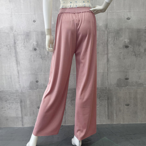 セミワイドパンツ 冷感タッチロングパンツ レディース ハイウエスト リラックスパンツ ウエストゴム ストレートパンツ カジュアルサマーパンツ 通勤通学ボトムス春夏 85YN-900483