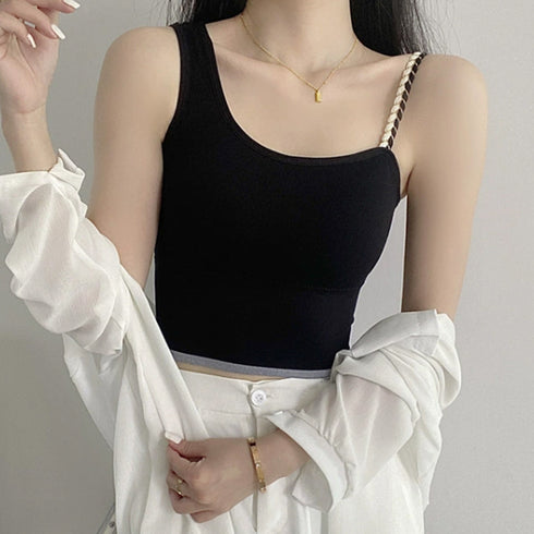 キャミソールカップ付き インナートップス へそ出し ブラキャミ ショート丈 レディース キャミタンクトップス ノンワイヤー 着回し ブラトップ 大人可愛い無地下着 85YN-900500