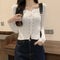 ニットトップス フロントレースアップ秋服 プルオーバー レディース リブ編みニット 着やせ ショート丈 ニットカットソー ラウンドネック カジュアルニットソー 85YN-900509