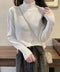 メロウフリル リブニット プチハイネック ニットプルオーバー ストレッチ 普段着 ニットウェア 大人秋服 カジュアルニットソー ハーフタートルネックニットインナー 85YN-900532