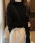 メロウフリル リブニット プチハイネック ニットプルオーバー ストレッチ 普段着 ニットウェア 大人秋服 カジュアルニットソー ハーフタートルネックニットインナー 85YN-900532