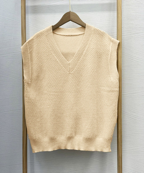 ニットベスト レディースチョッキ 重ね着 ニットトップス Vネック 体型カバー カジュアルベストセーター 秋冬服 ゆったりニットチョッキ プルオーバー20代30代 85YN-900538