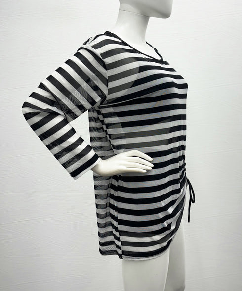 水着3点セット 露出控えめセパレート水着 レースアップビキニ レディース ハイウエストショートパンツ ボーダーラッシュガード 水着セット 日焼け防止 着やせ 85YN-900550