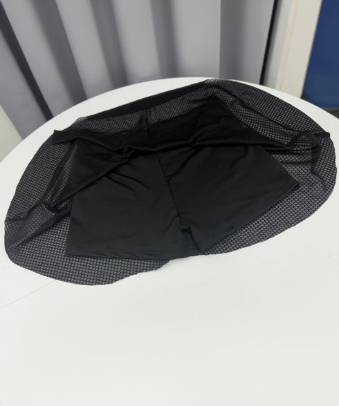 水着体型カバー レディース露出控えめ水着 レースアップ 水着セット パンツ付き ハイウエストスカート フリル袖 透け感 2点セット水着大人可愛い スイムウェア 85YN-900553