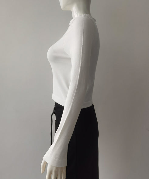 チョーカー風 無地 薄手 肩出しトップス ワンショルダー レディース ショート丈tシャツ アシンメトリー 長袖 肩開きトップス カットソー セクシー 春夏 85YN-900580