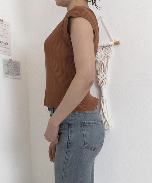 フレンチスリーブ サマーニット 韓国風 レディース ニットトップス バッククロス 春夏トップス 丸首 着回し ニットソー プルオーバー おしゃれ カジュアル 85YN-900583