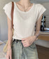 フレンチスリーブ サマーニット 韓国風 レディース ニットトップス バッククロス 春夏トップス 丸首 着回し ニットソー プルオーバー おしゃれ カジュアル 85YN-900583