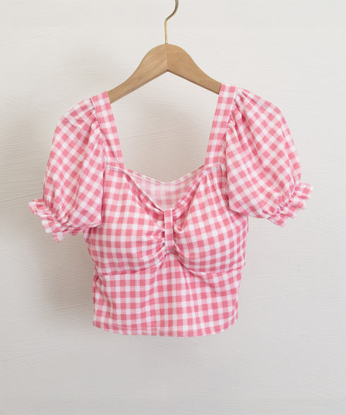 水着 レディース 盛れる水着2点セット ギンガムチェック セパレート水着 レディース 露出控えめ ハイウエスト パンツ付きミニスカート 2点セット水着大人可愛い 85YN-900584