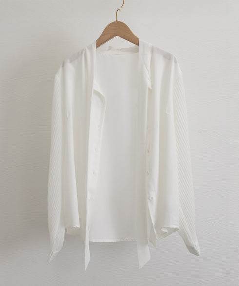 リボンタイブラウスプリーツシャツ 長袖 シフォンブラウス 無地 上品 オフィスブラウス 大人 シャツブラウス おしゃれ トップス OL 通勤 春コーデ 85YN-900585