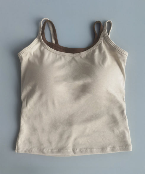 カップ付きキャミソール ブラトップ韓国風 レディース ノンワイヤー クロップドインナー 背中見せ 配色 インナートップス 下着 大人可愛い 着回し肌着 セクシー 85YN-900588