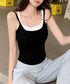 カップ付きキャミソール ブラトップ韓国風 レディース ノンワイヤー クロップドインナー 背中見せ 配色 インナートップス 下着 大人可愛い 着回し肌着 セクシー 85YN-900588