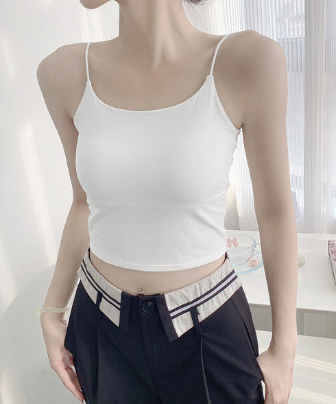 カップ付きキャミソール背中あきブラトップ ブラトップ レディース セクシーインナーウェア 下着 背中見せ 大人可愛い インナートップス 韓国風肌着 無地 85YN-900589