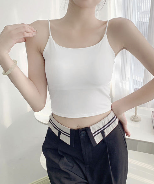 カップ付きキャミソール背中あきブラトップ ブラトップ レディース セクシーインナーウェア 下着 背中見せ 大人可愛い インナートップス 韓国風肌着 無地 85YN-900589