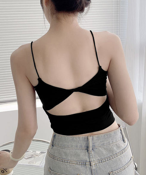 カップ付きキャミソール背中あきブラトップ ブラトップ レディース セクシーインナーウェア 下着 背中見せ 大人可愛い インナートップス 韓国風肌着 無地 85YN-900589
