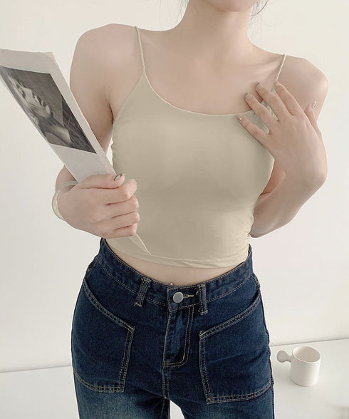 カップ付きキャミソール背中あきブラトップ ブラトップ レディース セクシーインナーウェア 下着 背中見せ 大人可愛い インナートップス 韓国風肌着 無地 85YN-900589