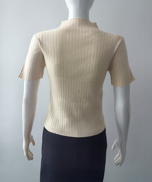 ニットトップス レディース 韓国風 無地 リブニット ニットソー きれいめ ニットセーター 着やせ サマーニット 着回し プルオーバー ニットtシャツ シンプル 85YN-900590