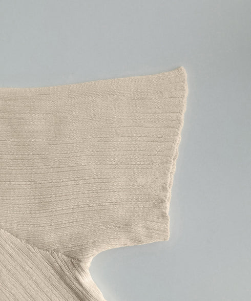 ニットトップス レディース 韓国風 無地 リブニット ニットソー きれいめ ニットセーター 着やせ サマーニット 着回し プルオーバー ニットtシャツ シンプル 85YN-900590