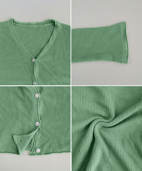 ニットカーディガンVネックニットトップス レディース 通学通勤 カーディガン 無地 サマーニット 前開き きれいめ羽織り 大人可愛い 夏服 冷房 紫外線対策 上着 85YN-900595