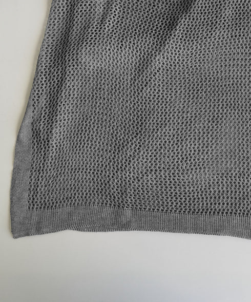 メッシュサマーニットワンピース スリット チュニックニットベスト レディース ノースリーブニットトップス ゆったり 無地レイヤードワンピース 透かし編みベスト夏服 85YN-900597