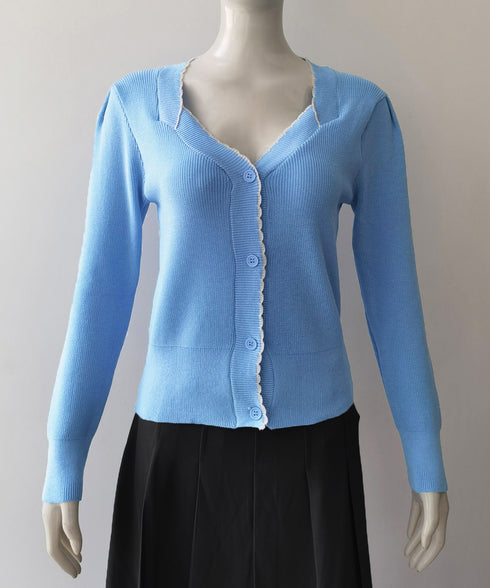 ニットトップス レディース Vネック長袖 リブニット 配色 前開き 大人 きれいめ 通勤 着回し カーディガン カジュアル ニットウェア おしゃれ 85YN-900598