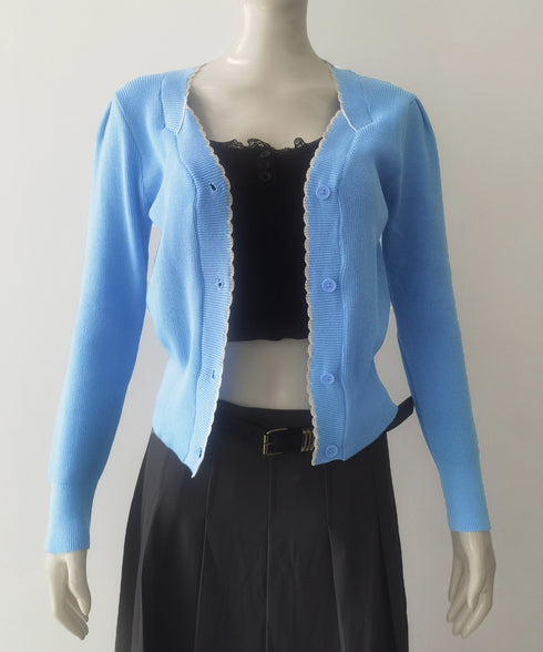 ニットトップス レディース Vネック長袖 リブニット 配色 前開き 大人 きれいめ 通勤 着回し カーディガン カジュアル ニットウェア おしゃれ 85YN-900598