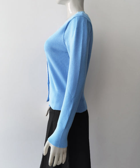 ニットトップス レディース Vネック長袖 リブニット 配色 前開き 大人 きれいめ 通勤 着回し カーディガン カジュアル ニットウェア おしゃれ 85YN-900598