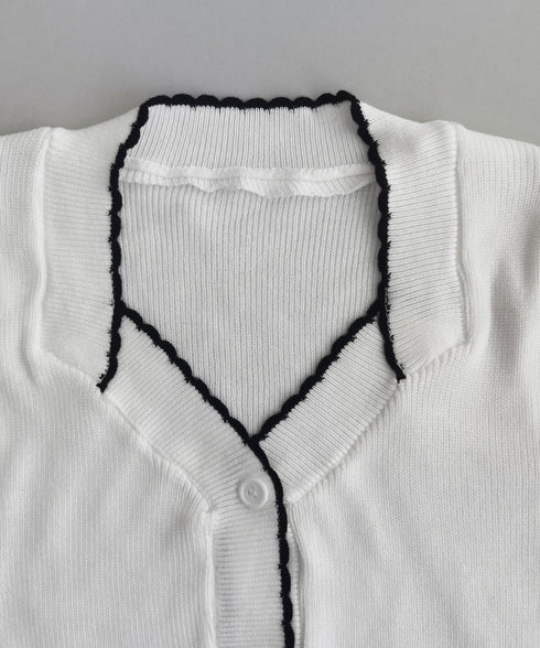 ニットトップス レディース Vネック長袖 リブニット 配色 前開き 大人 きれいめ 通勤 着回し カーディガン カジュアル ニットウェア おしゃれ 85YN-900598