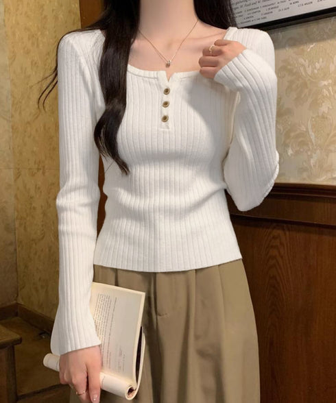 リブニットトップス 着やせ 無地 韓国風 ニットソー レディース きれいめ ニットウェア 長袖 ニットプルオーバー オフィスカジュアル ニットセーター 秋冬 85YN-900599
