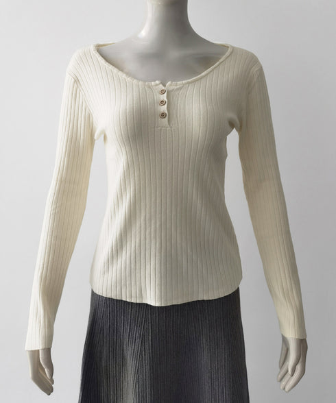 リブニットトップス 着やせ 無地 韓国風 ニットソー レディース きれいめ ニットウェア 長袖 ニットプルオーバー オフィスカジュアル ニットセーター 秋冬 85YN-900599