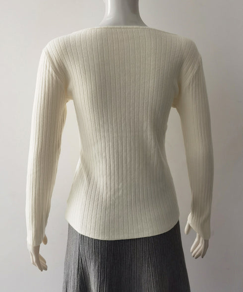 リブニットトップス 着やせ 無地 韓国風 ニットソー レディース きれいめ ニットウェア 長袖 ニットプルオーバー オフィスカジュアル ニットセーター 秋冬 85YN-900599