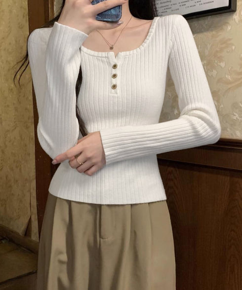 リブニットトップス 着やせ 無地 韓国風 ニットソー レディース きれいめ ニットウェア 長袖 ニットプルオーバー オフィスカジュアル ニットセーター 秋冬 85YN-900599