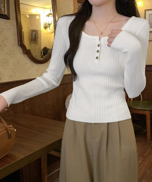 リブニットトップス 着やせ 無地 韓国風 ニットソー レディース きれいめ ニットウェア 長袖 ニットプルオーバー オフィスカジュアル ニットセーター 秋冬 85YN-900599