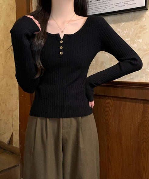 リブニットトップス 着やせ 無地 韓国風 ニットソー レディース きれいめ ニットウェア 長袖 ニットプルオーバー オフィスカジュアル ニットセーター 秋冬 85YN-900599