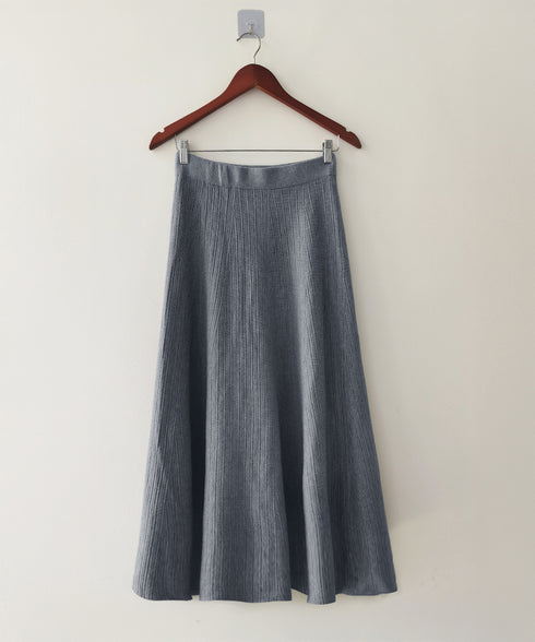 フレアニットスカート 着やせ 無地 秋冬 レディース Aラインスカート リブスカート ウエストゴム ハイウエスト ボトムス 体型カバー 大人可愛い 韓国風 85YN-900600