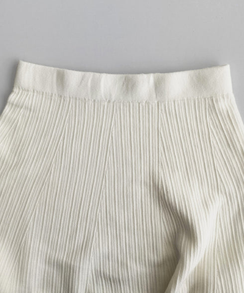 フレアニットスカート 着やせ 無地 秋冬 レディース Aラインスカート リブスカート ウエストゴム ハイウエスト ボトムス 体型カバー 大人可愛い 韓国風 85YN-900600