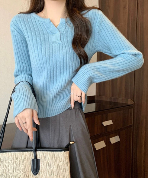 リブニット トップス きれいめ 長袖 ニットカットソー ベーシック ニットセーター着回し ニットプルオーバー 柔らかい ニットウェア おしゃれ 秋冬 85YN-900601
