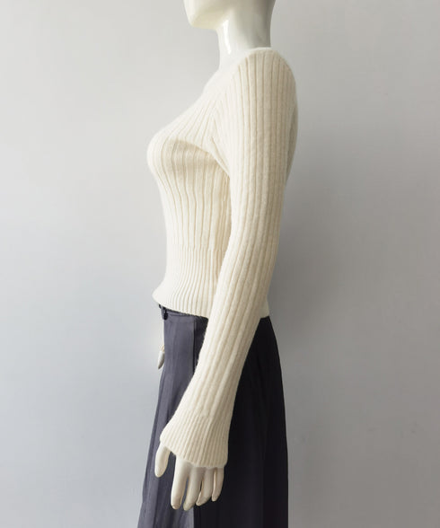 リブニット トップス きれいめ 長袖 ニットカットソー ベーシック ニットセーター着回し ニットプルオーバー 柔らかい ニットウェア おしゃれ 秋冬 85YN-900601