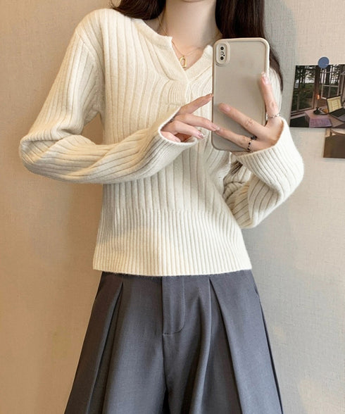 リブニット トップス きれいめ 長袖 ニットカットソー ベーシック ニットセーター着回し ニットプルオーバー 柔らかい ニットウェア おしゃれ 秋冬 85YN-900601