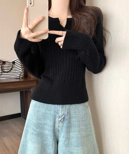 リブニット トップス きれいめ 長袖 ニットカットソー ベーシック ニットセーター着回し ニットプルオーバー 柔らかい ニットウェア おしゃれ 秋冬 85YN-900601