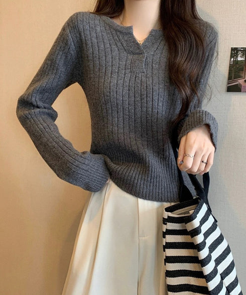 リブニット トップス きれいめ 長袖 ニットカットソー ベーシック ニットセーター着回し ニットプルオーバー 柔らかい ニットウェア おしゃれ 秋冬 85YN-900601