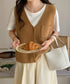 Vネックニットベスト ニットジレ 重ね着 レディース ニットトップス 前開き レイヤードベスト オフィスカジュアル お洒落 ノースリーブ 着やせ 20代30代 85YN-900603
