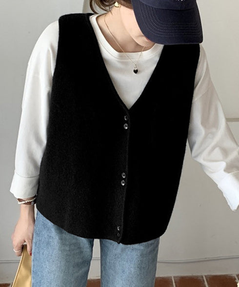 Vネックニットベスト ニットジレ 重ね着 レディース ニットトップス 前開き レイヤードベスト オフィスカジュアル お洒落 ノースリーブ 着やせ 20代30代 85YN-900603
